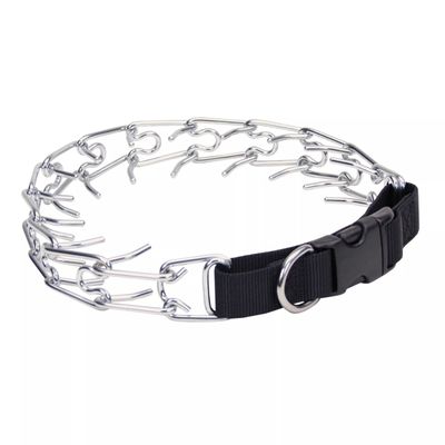Coastal Pet Titan Easy-On Dog Prong Training Collar with Buckle - Durable Metal Training Collar for Dogs with Side Release Buckle - Black, 3.3 mm x 20".