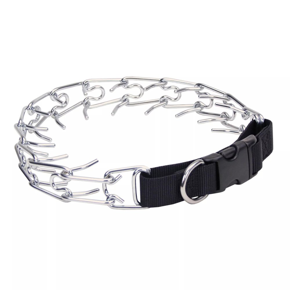 Coastal Pet Titan Easy-On Dog Prong Training Collar with Buckle - Durable Metal Training Collar for Dogs with Side Release Buckle - Black, 3.3 mm x 20".
