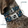 Buckle-Down Dog Collar Seatbelt Buckle Argyle Black Gray Turquoise Multi Color, 1"" Wide - fits 11-17"" Neck - Medium (DC-W30101-M) view 2