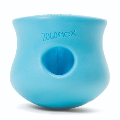 WEST PAW Zogoflex Toppl Interactive Treat Dispensing Puzzle Dog Toy for Mental Stimulation & Enrichment-Holds Kibble & Treats-Lickable, Freezable & Dishwasher Safe-Made in USA-Large-Aqua Blue
