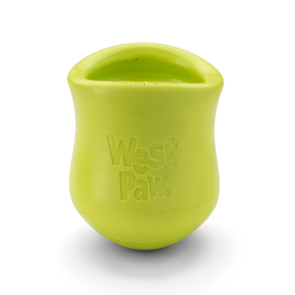 West Paw Zogoflex Toppl Interactive Treat Dispensing Puzzle Dog Toy for Mental Stimulation & Enrichment-Holds Kibble & Treats-Lickable, Freezable & Dishwasher Safe-Made in USA-Small-Granny Smith Green