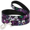 Buckle-Down Pet Leash - Joker Face/Logo/Spades Black/Green/Purple - 4 Feet Long - 1" Wide view 1