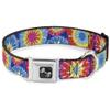Dog Collar Seatbelt Buckle 70s Tie Dye 16 to 23 Inches 1.5 Inch Wide view 1