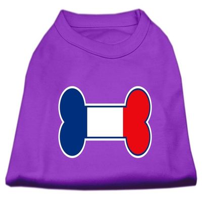 Bone Shaped France Flag Design Print Dog Shirt Purple M (12)