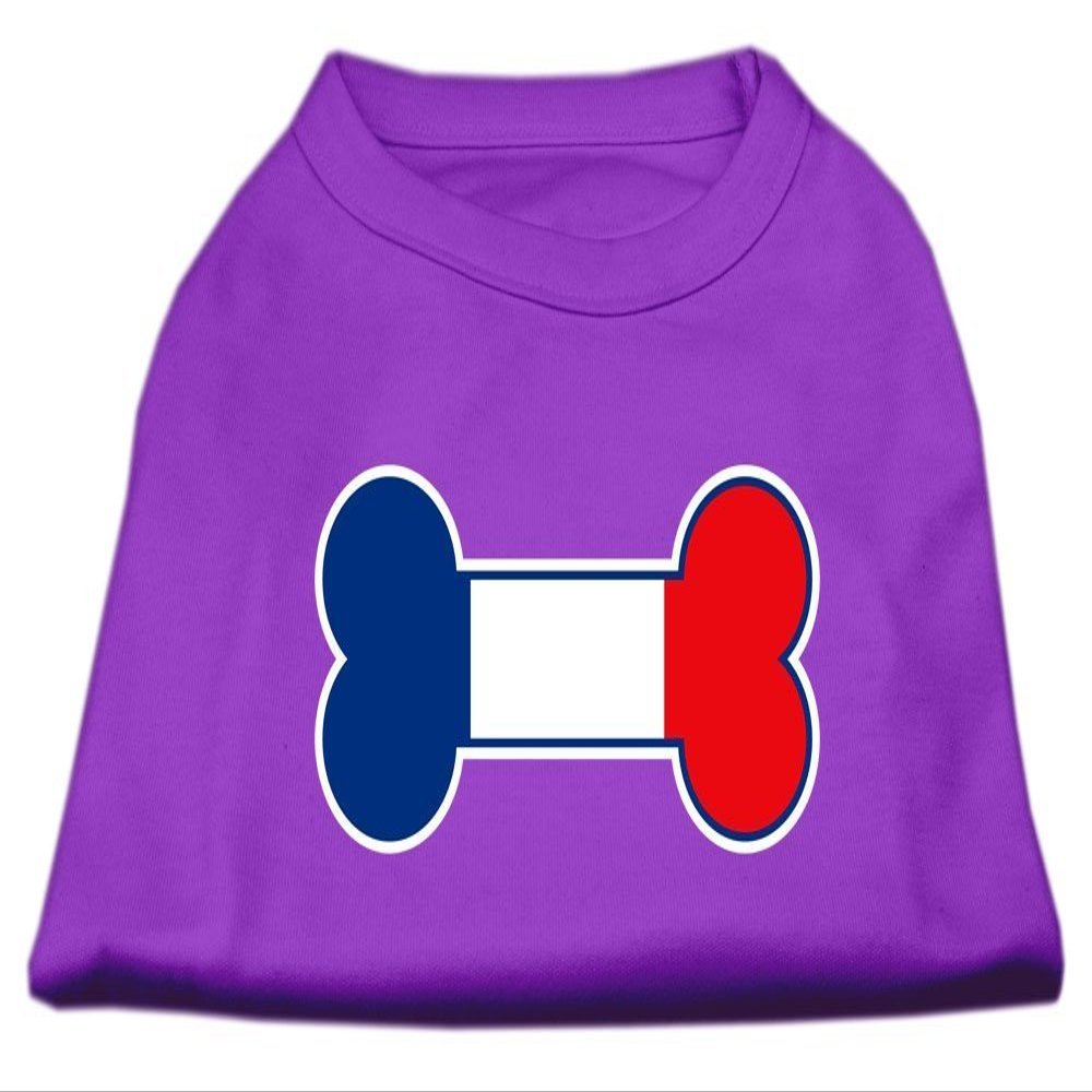 Bone Shaped France Flag Design Print Dog Shirt Purple M (12)