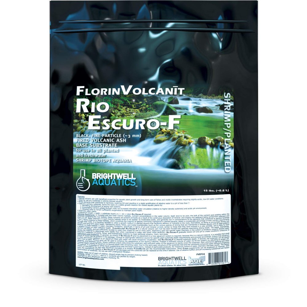 Brightwell Aquatics FlorinVolcant Rio Escuro-F Volcanic Substrate for Freshwater Planted & Shrimp Aquariums Boosts Root Growth, Lowers GH & pH, 15lb