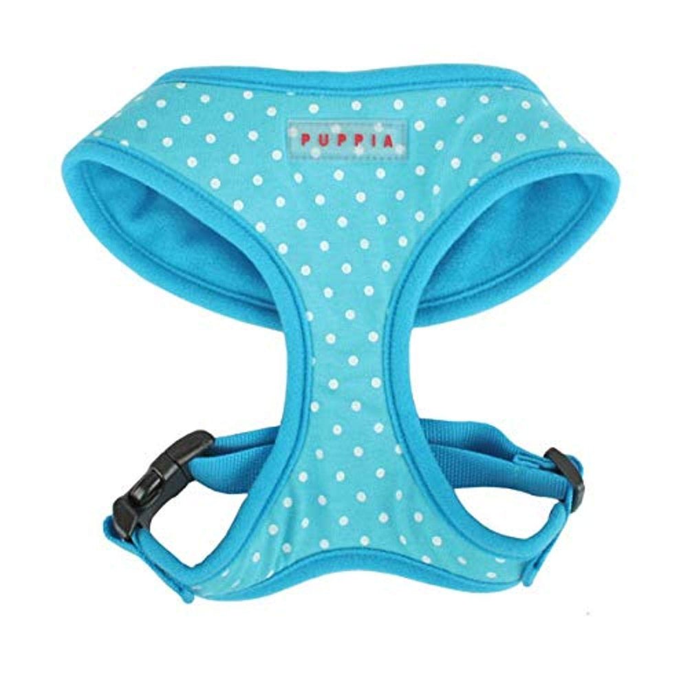 Puppia Dotty Dog Harness Over-the-Head No Pull No Choke Walking Training Adjustable for Small & Medium Dog, X-Small, Sky Blue
