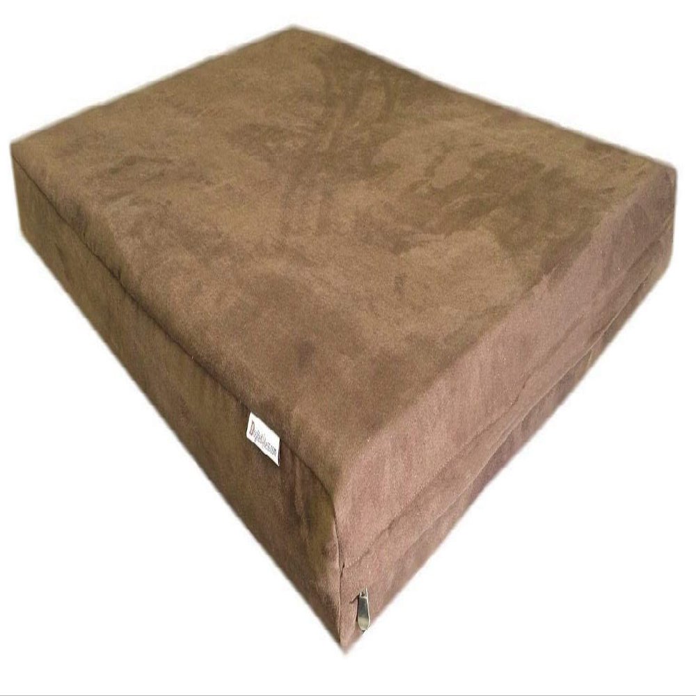 Dog Bed Replacement Cover: 40''x35''x4'' Zippered Microsuede Latte Brown Duvet, Machine Washable and Anti Slip Bottom