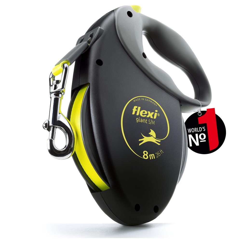 Trixie Flexi Neon Giant Tape Dog Leash (M) (Black/Neon)