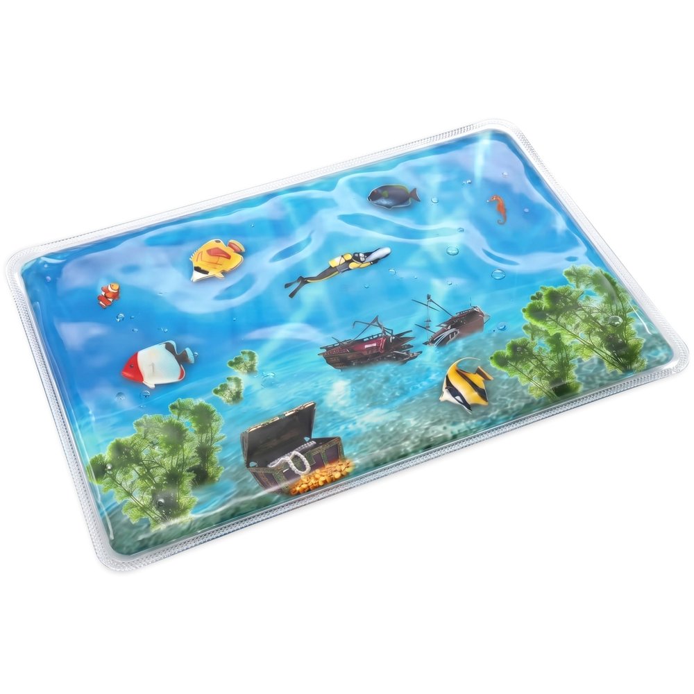 Skil-Care Gel Aquarium Sensory Pad with Floating Fish, 19" x 12", Visual Tracking and Sensory Input Pad for Therapy, Classroom and Autism Support, 912422