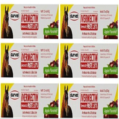 Durvet 6 Pack of Ivermectin Paste, 0.21 Ounces Each, Apple Flavored Horse Wormer