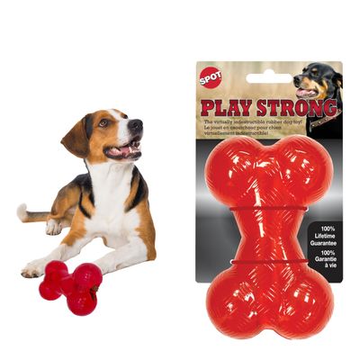 SPOT Play Strong Bone- Durable TPR Long Lasting Dog Chew for Aggressive Chewers, Hole for Treats, Virtually Indestructible Toy for Medium Dogs & Puppies - 5.5 inch