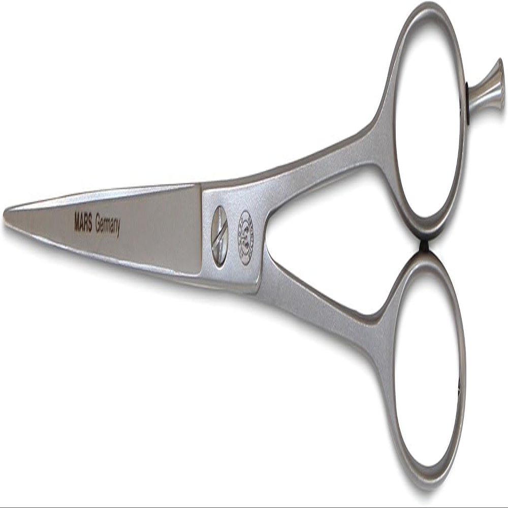 Mars Professional Stainless Steel Curved Scissors Shears, Nickel Finish,7" Length