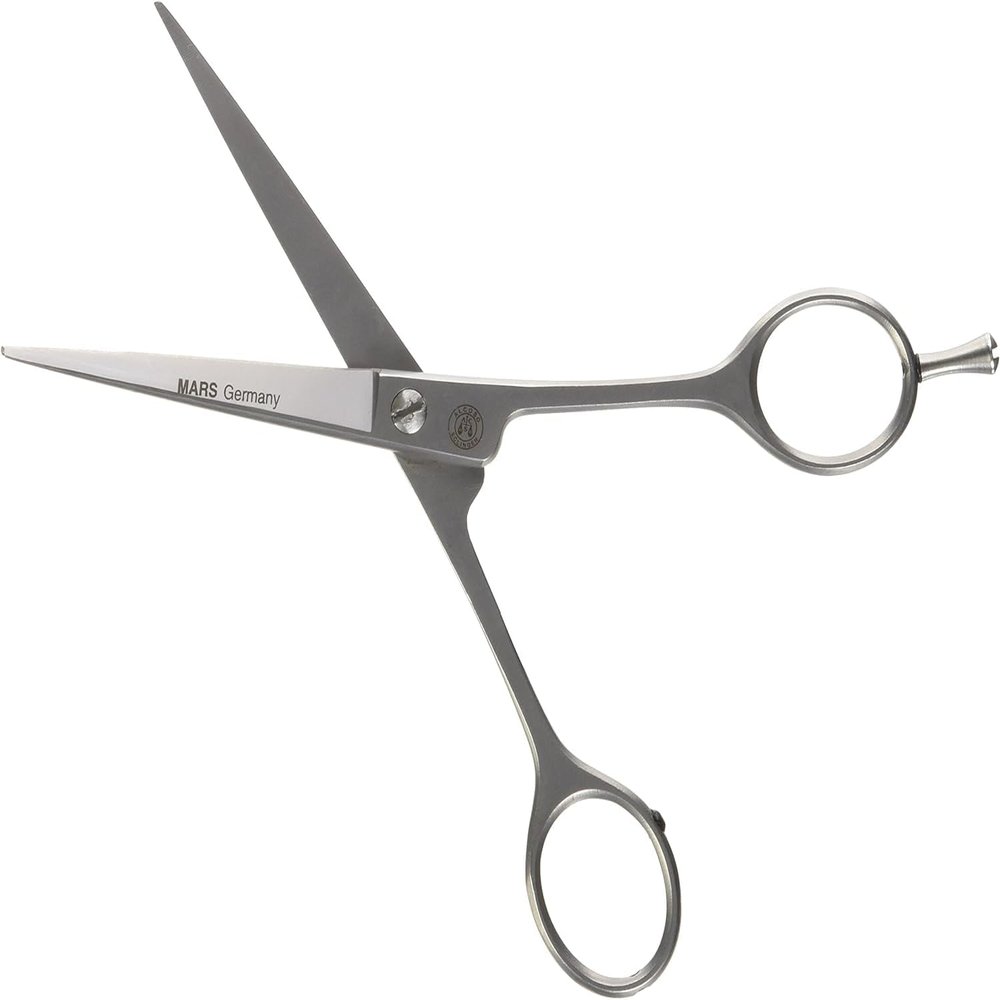 Mars Professional Ergonomic Stainless Steel Hair Cutting Shears with Fingerhook, Microserrated, 6" Length