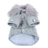 Pet Cat Dog Clothes European Woolen Fur Collar Coat Small Dog Cat Pet Clothes Costume Light Grey M view 2