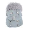 Pet Cat Dog Clothes European Woolen Fur Collar Coat Small Dog Cat Pet Clothes Costume Light Grey XL view 1