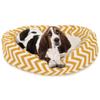 Majestic Pet 32 Inch Chevron Sherpa Calming Dog Bed Washable Cozy Soft Round Dog Bed with Spine for Head Support - Fluffy Donut Dog Bed 32x23x7 (inch) Round Pet Bed Medium - YELLOW view 1