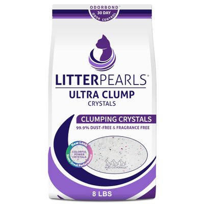 Litter Pearls Ultra Clump Unscented Crystal Clumping Cat Litter with Odorbond, 8 Pounds