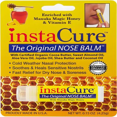 INSTACURE Original Nose Balm. Fast Relief for Cracked Dry & Sore Noses with Raw Manuka Honey Vitamin E Shea Butter Aloe Vera Oil. Heals Dogs Dry Cracked Nose (1 Pack)