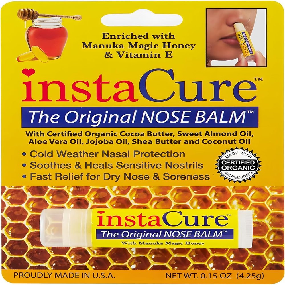 INSTACURE Original Nose Balm. Fast Relief for Cracked Dry & Sore Noses with Raw Manuka Honey Vitamin E Shea Butter Aloe Vera Oil. Heals Dogs Dry Cracked Nose (1 Pack)