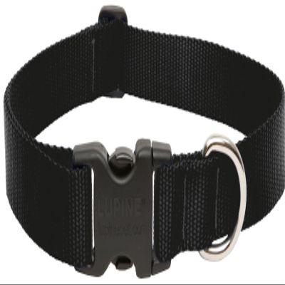 Lupine Collars & Leads 27553 1" X 16"-28" Adjustable Black Collar For Medium & Large Dogs